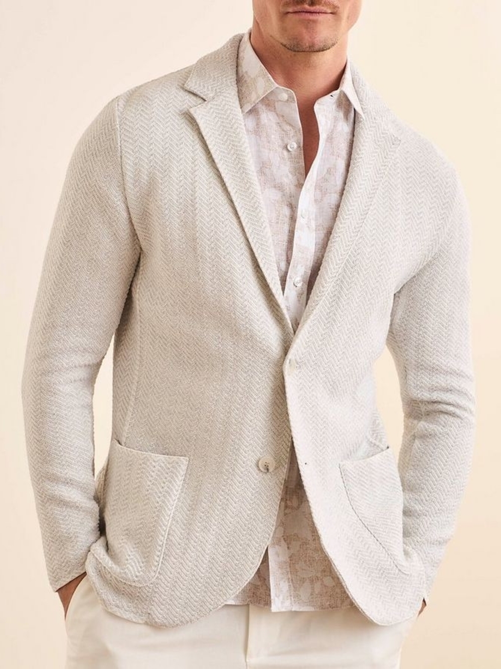Patrick Assaraf Herringbone Knit Sport Jacket Mens Medium NWT